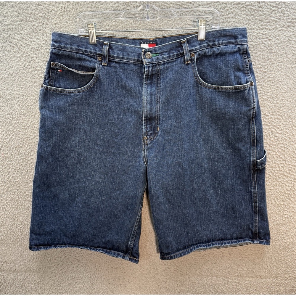 Vintage Tommy Hilfiger Shorts Mens 38 Blue Carpenter Baggy Grunge Skater 90s Y2K